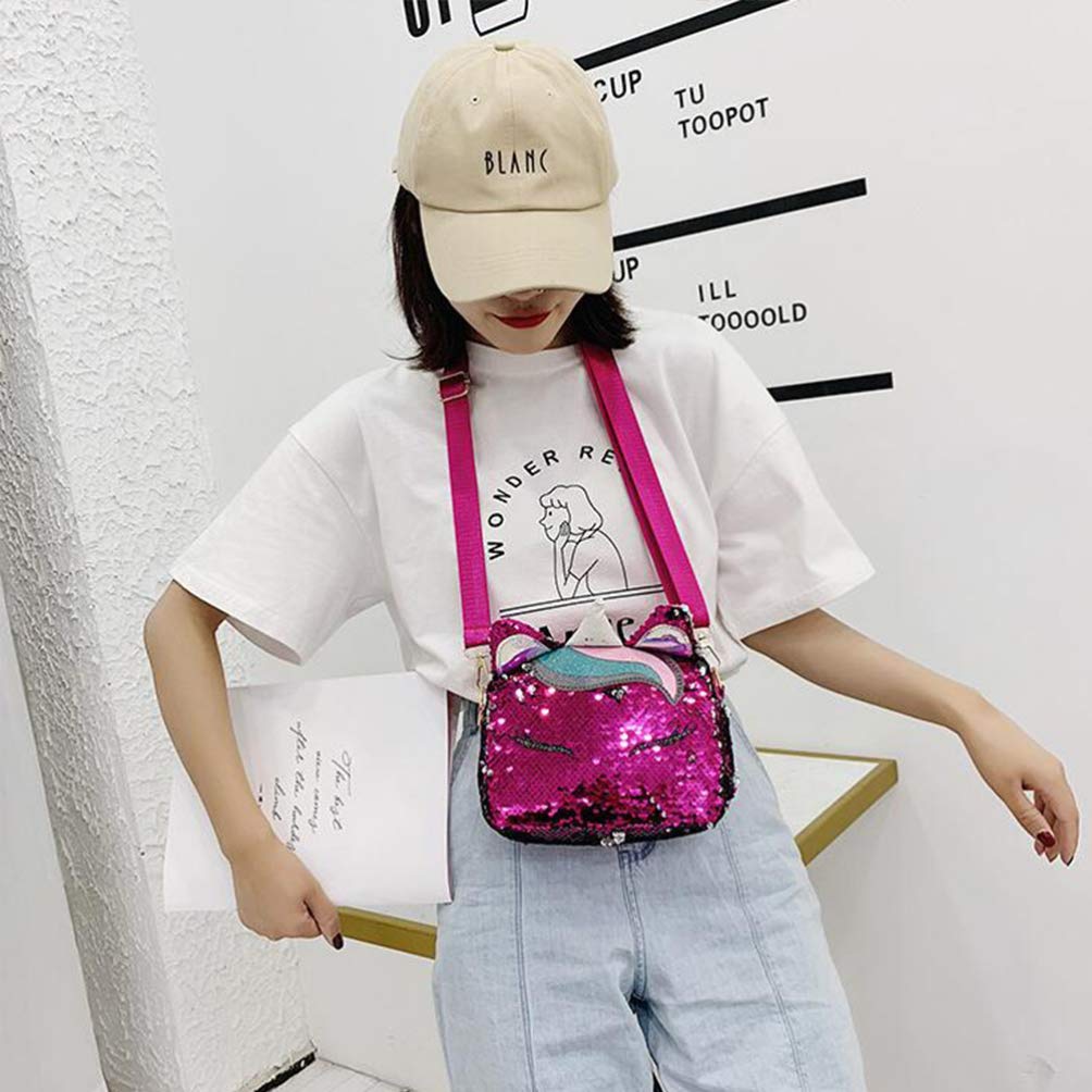 VALICLUD Frauen Mädchen Einhorn Pailletten Tasche Glitzer Crossbody Geldbörse Umhängetasche für Kinder Kleine Mädchen