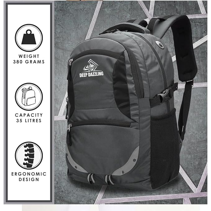 Image of 35L Large Laptop Backpack For Men & Women with Bottle Pocket | Padded Shoulder Straps, Multi Compartments | Travel,Office School & College Bag |Backpack,Heavy-Duty Zippers.