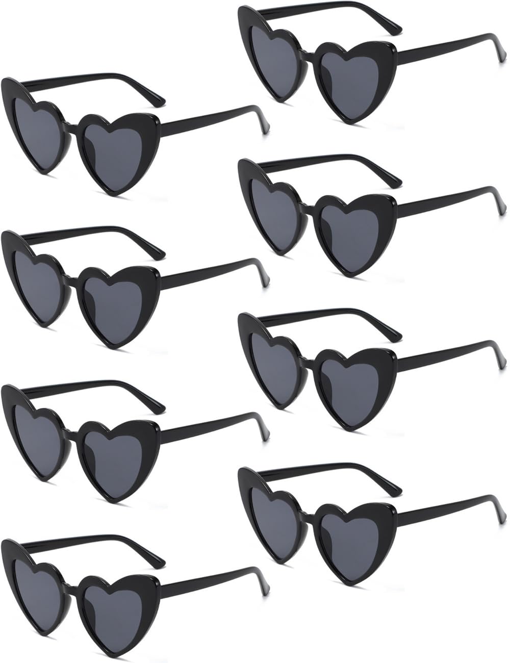 8 Pack Heart Sunglasses Vintage Cat Eye Heart Glasses Retro Bachelorette Bride Sunglasses Bulk for Women