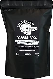 Moreish Coffee Roasters Strong Shit! Coffee Bags - Dark Roasted Blend of Arabica and Robusta (50 Coffee Bags)