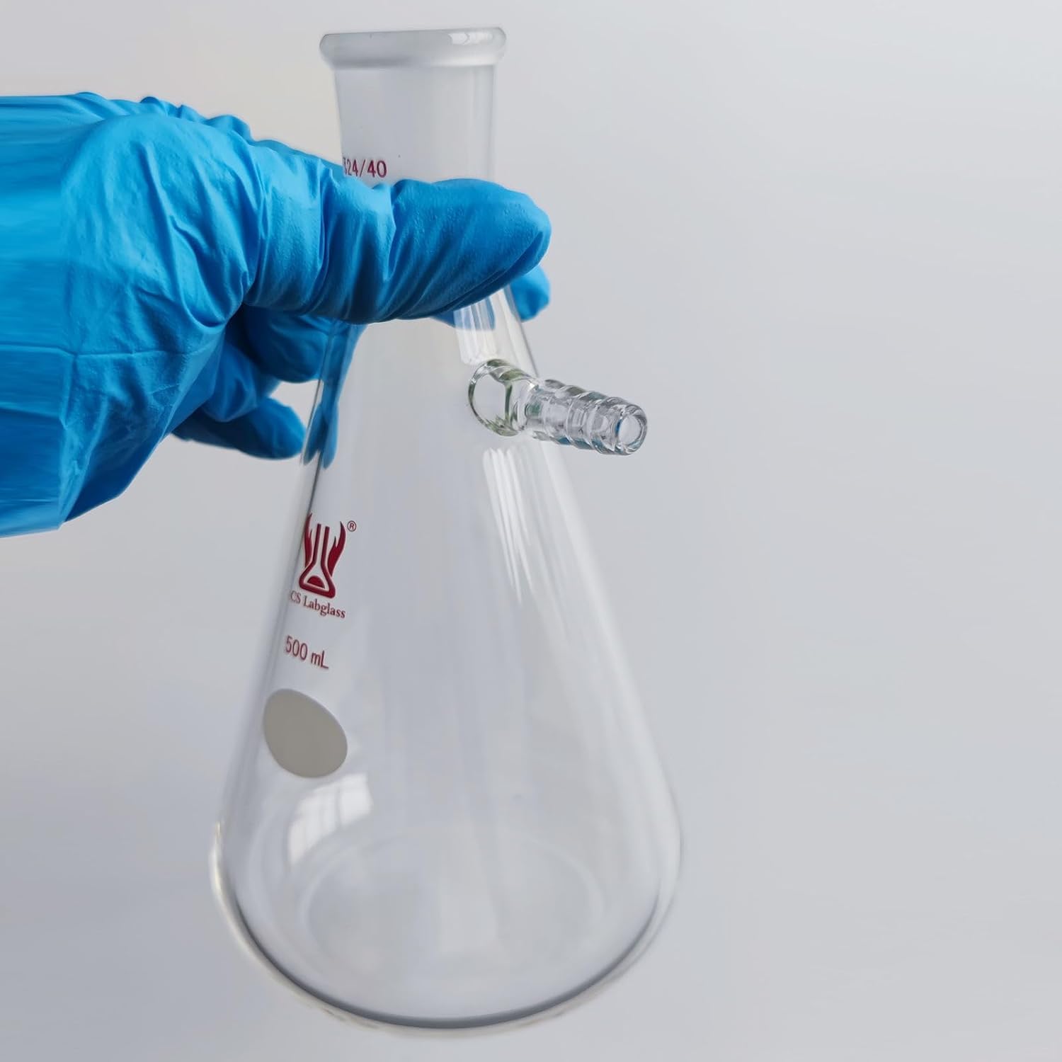 500ml Filtering Flask with 24/40 Standard Taper Joint, Borosilicate Glass Filter Flask, 10mm Hose Connection, Lab Glassware