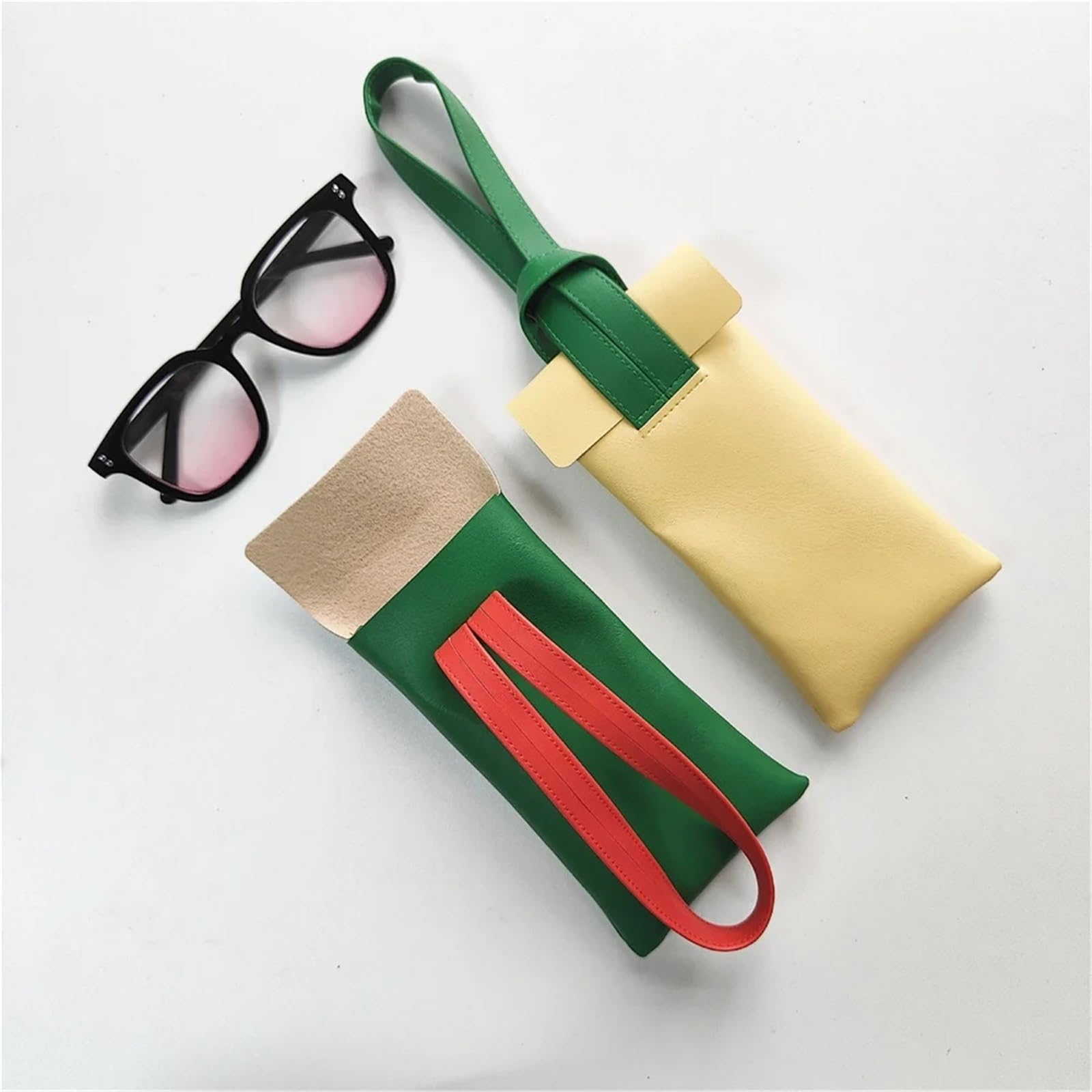 Lot de 10 étuis à lunettes avec bracelet, soleil blocs couleurs, pochettes rangement portables for lecture, for femmes pour Lunettes de Soleil