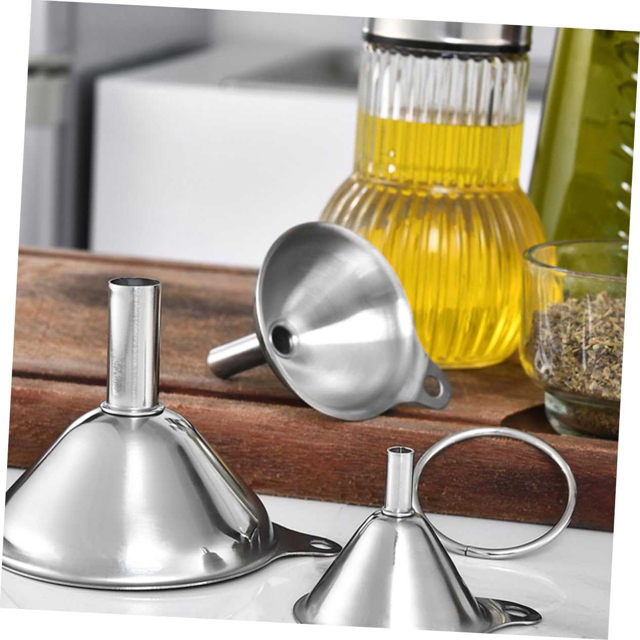 Amosfun Set Di 4 Imbuti Per Uso Cucina Mini Imbuti in Acciaio Inox Per Spezie Oli