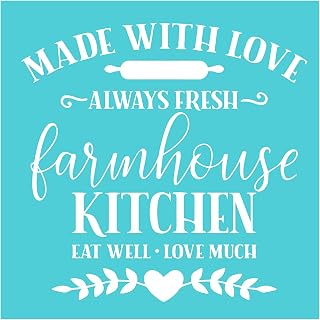 YeulionCraft Self-Adhesive Silk Screen Printing Stencil, Farmhouse Letter Pattern Series Mesh Transfers for DIY T-Shirt, Fabric, Painting on Wood Chalkboard Decoration (Kitchen)