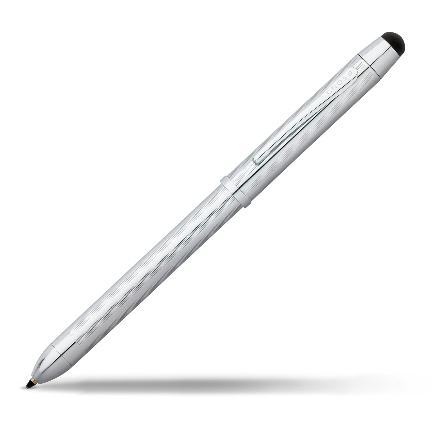 Cross Tech 3+ Lustrous Chrome Ballpoint Pen – Refillable, Medium Point, Black Ink, Premium Gift Box