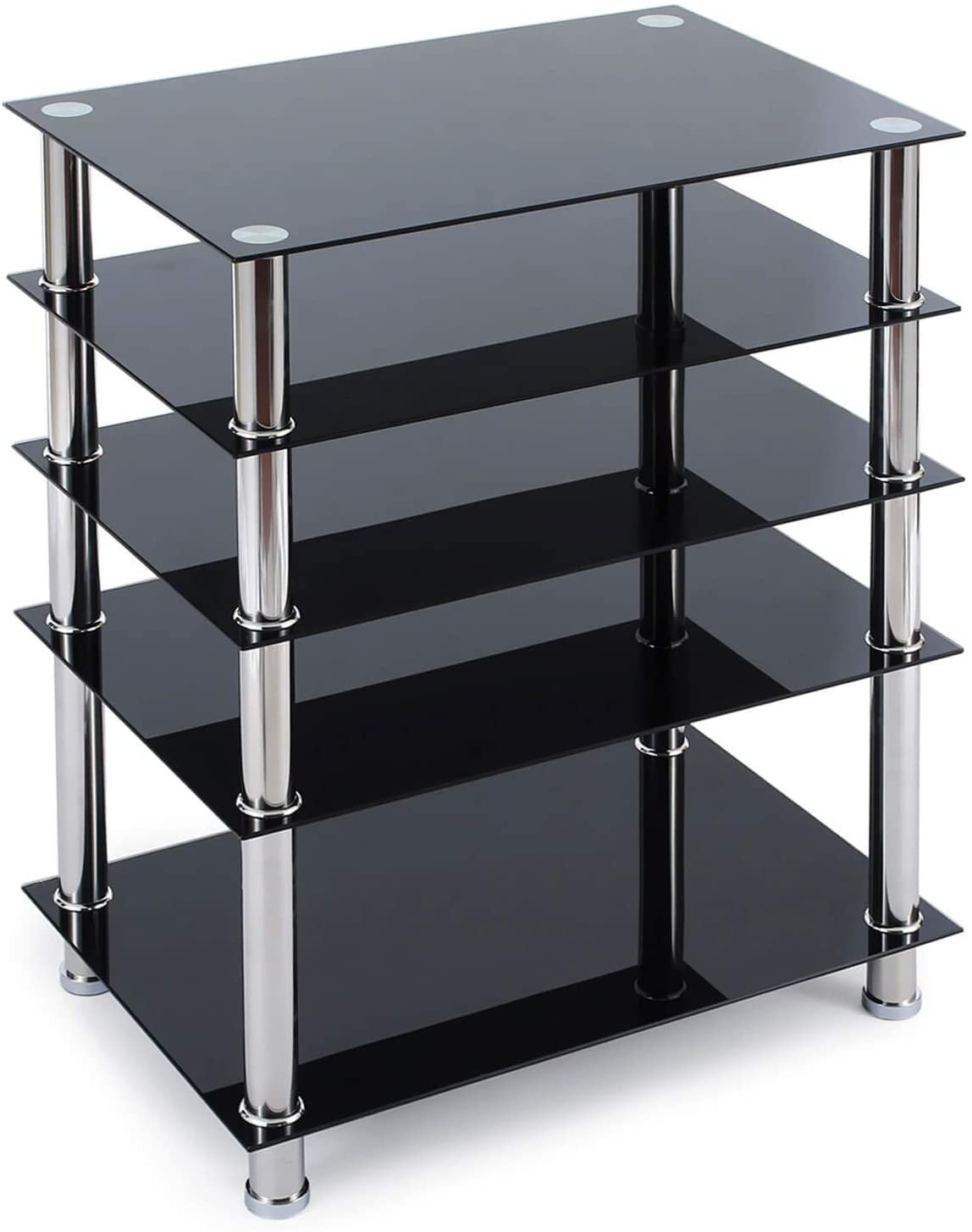 Buy RFIVER HiFi Rack AV Shelf TV Table Stand 5 Tiers Tempered Glass