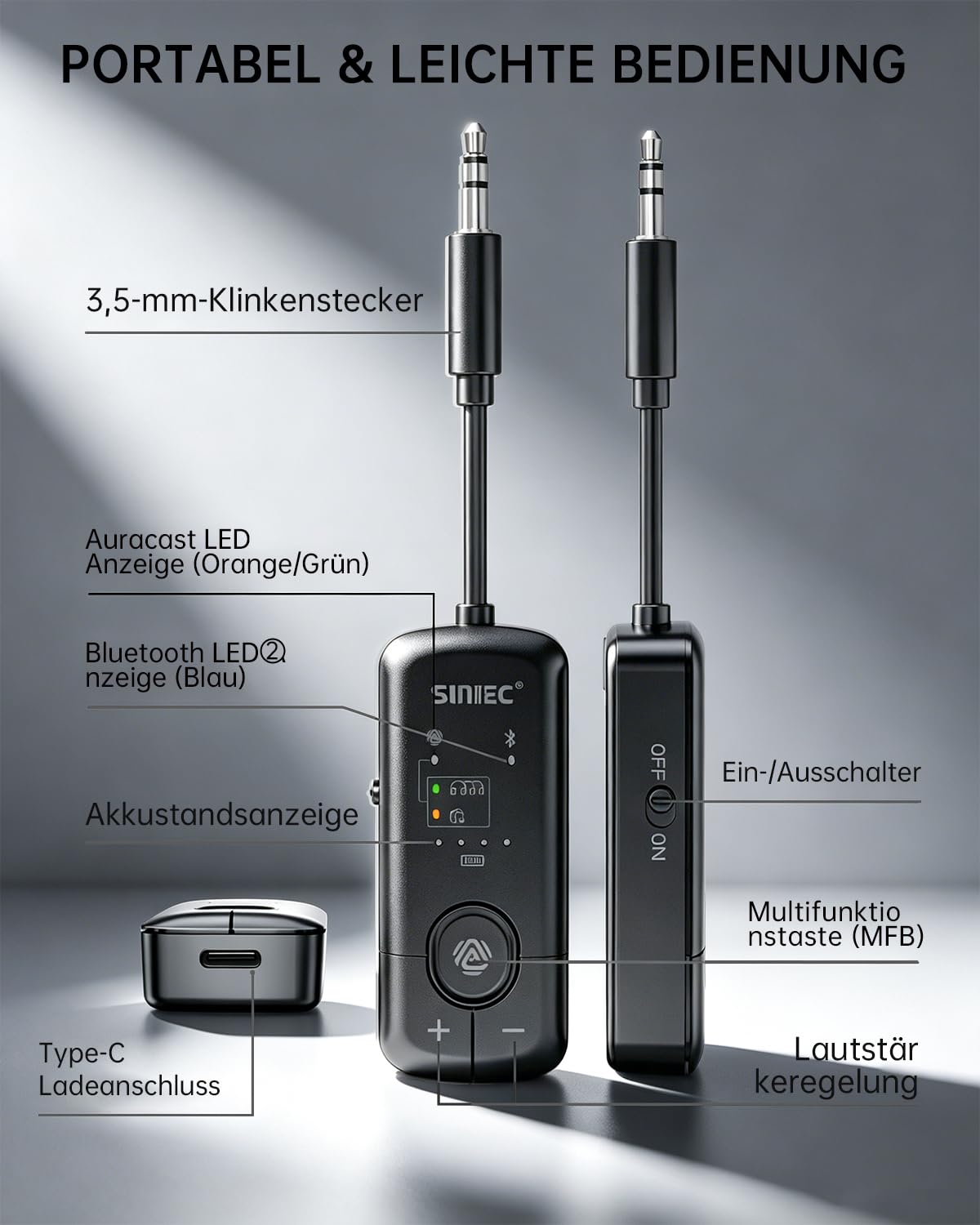 Bluetooth Adapter Flugzeug & LE Audio Auracast Transmitter mit aptX & LC3