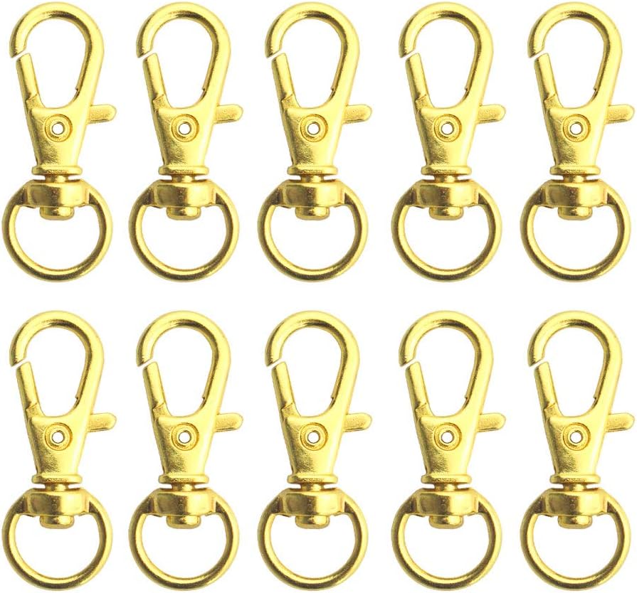 Swivel Clasps Lanyard Snap Hook,cnomg Metal Swivel Lanyard Snap Hook Lobster Claw Clasp (Golden)