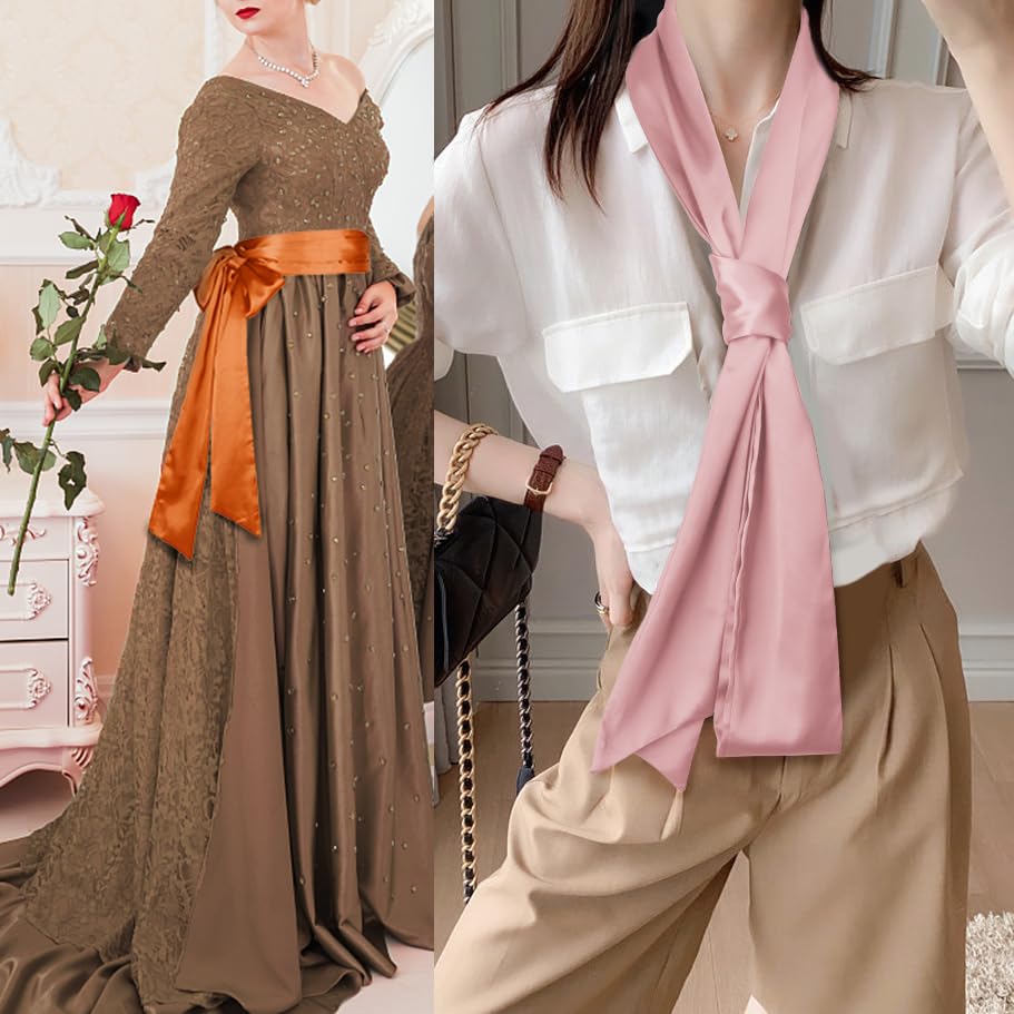 PROCOS Women Dress Waist Belts Wedding Satin Sash Ribbon Renaissance Sashs for Party Dress Waistband 118" * 4"2