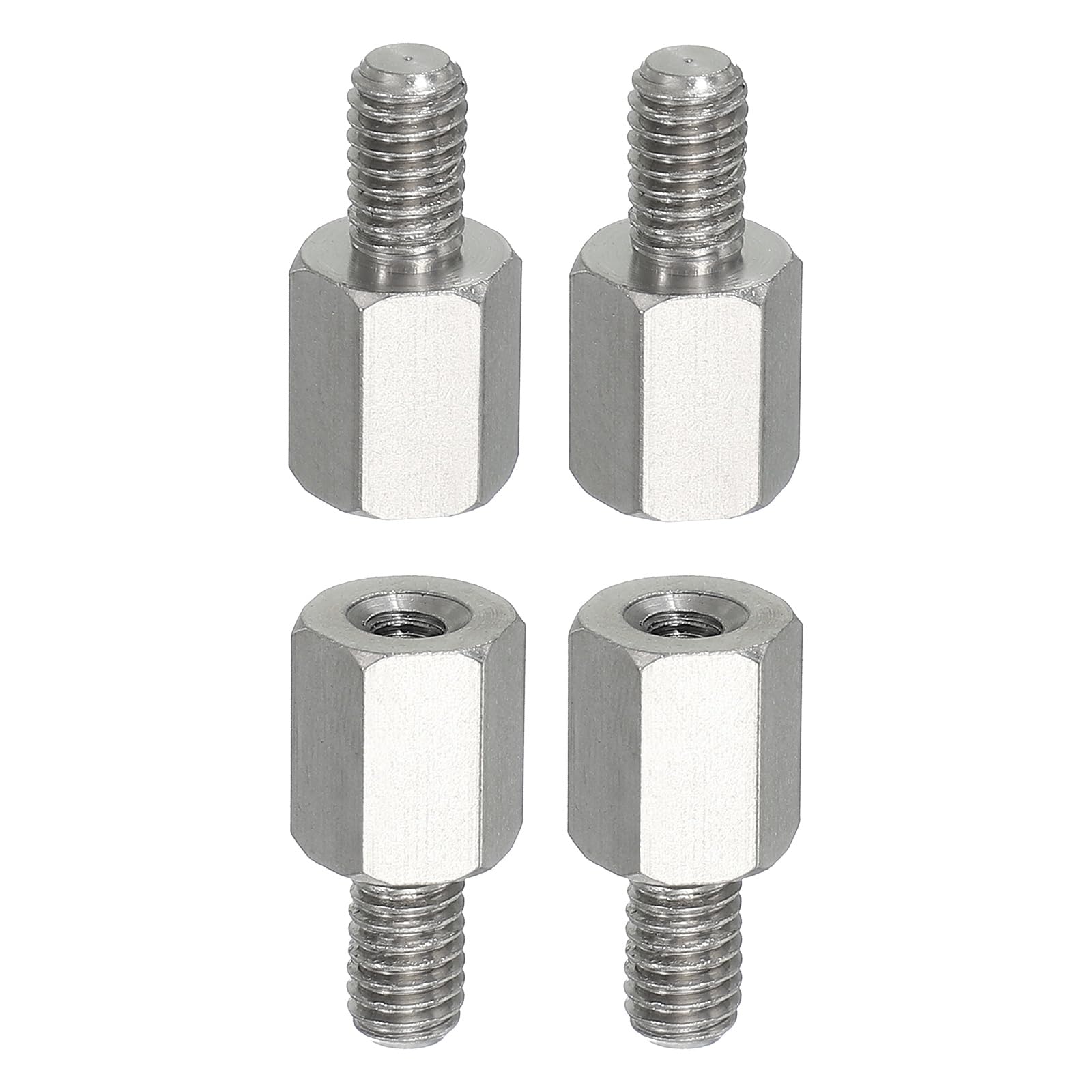PATIKIL Standoff Screws, 4pcs M6x10mm Male to M4x12mm Female 304 Stainless Steel Thread Reducing Hex Standoff Spacer Screw Nuts Thread Adapters Reducer Extender Conversion Fasteners