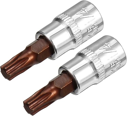uxcell 2 unidades de 1/4 de pulgada x T30 Torx zócalo, brocas de acero S2 CR-V sockets 1.5 pulgadas de longitud uso con llave de trinquete, barra