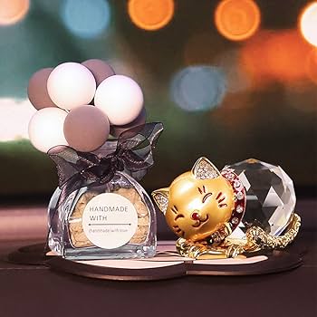 Amazon.co.jp: 招き猫 置物 風水 水晶 クリスタル 猫 幸運 招き