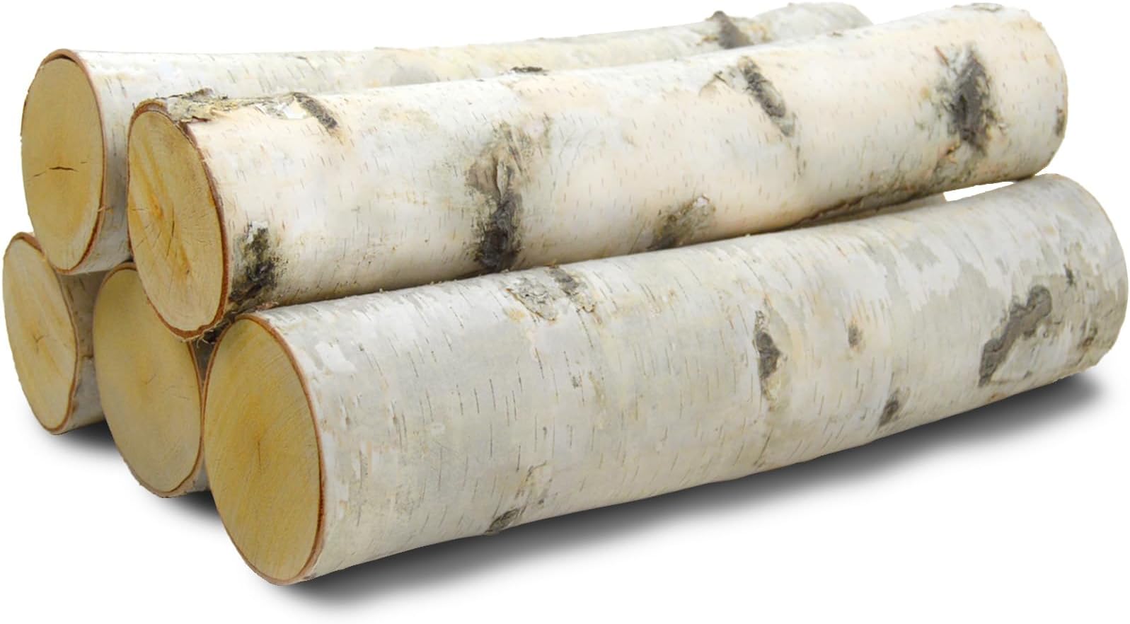 Wilson Large Birch Fireplace Logs, Decorative, Natural Bark Home Décor - 15.5-17.5 in Length 3-5 in Dia. (Set of 5)