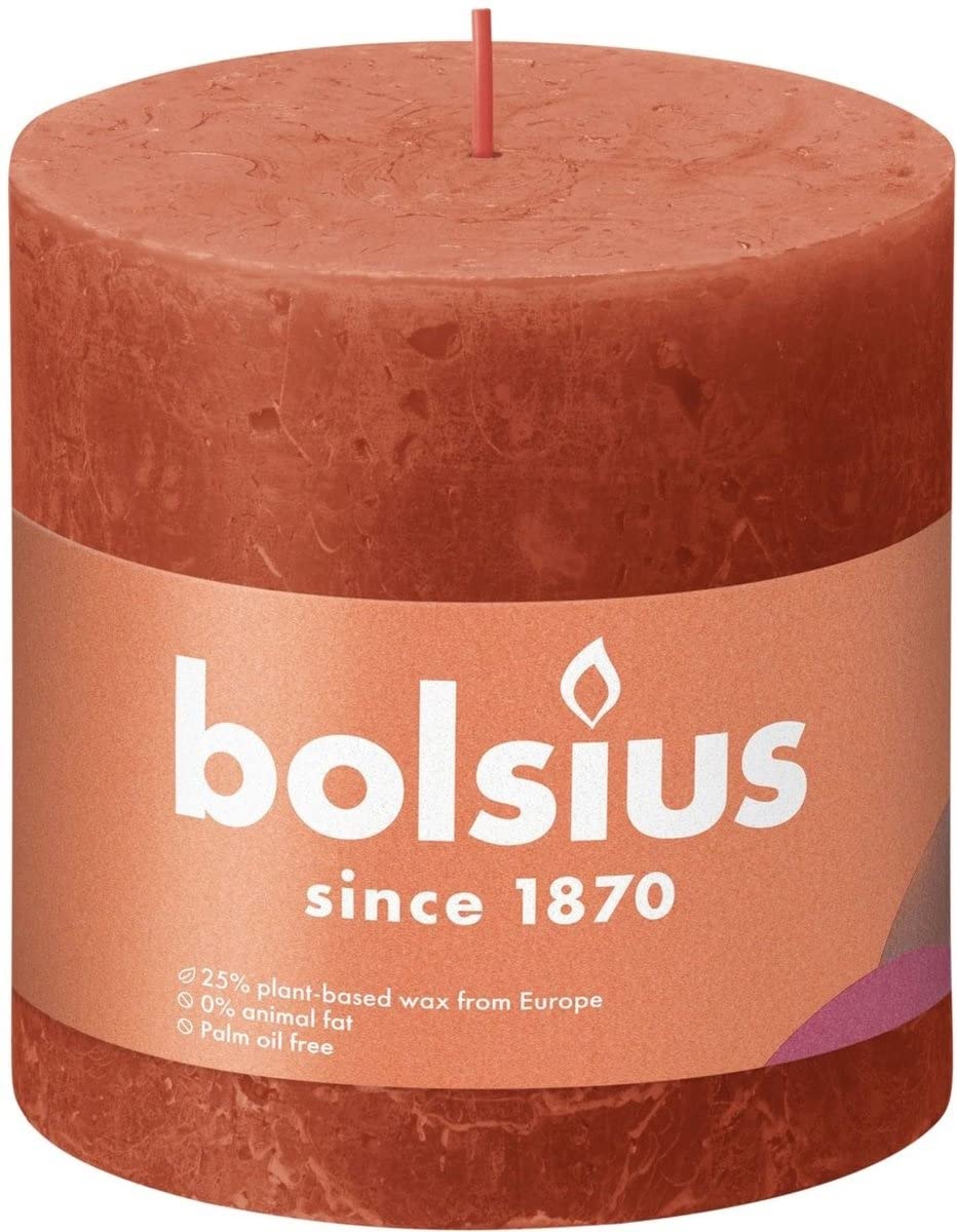 Bolsius Orange Pillar Candle Earthy 100 Mm - Height 10 Cm - 62 Burning Hours