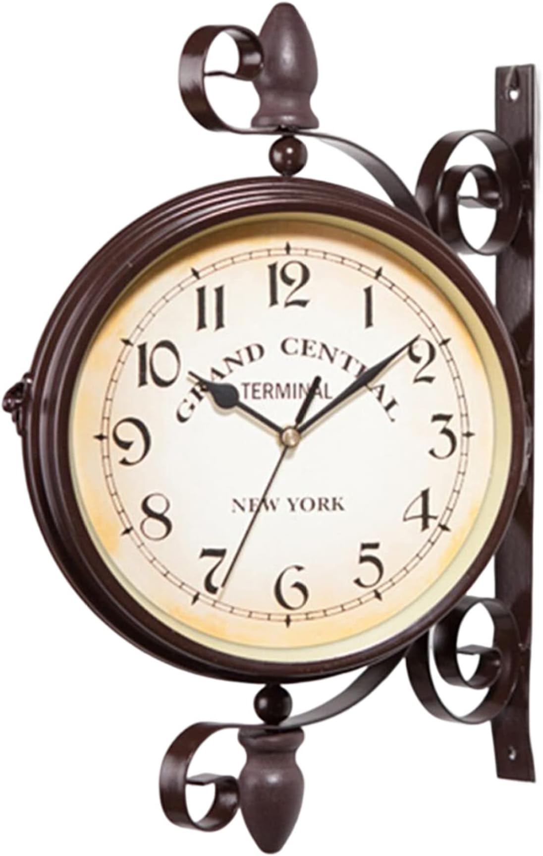 TFA Dostmann Nostalgie Horloge Murale Et Thermomètre Double Face - Horloge De Jardin Extérieure Résistante Aux Intempéries, Brun
