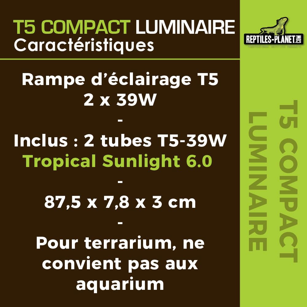 REPTILES PLANET T5 Compact Light 6.0 2 rury T5 dla gadów 88 cm 39 W