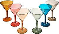 Vista 8 de Vasos de cristal de plástico de estilo europeo, Martini irrompible, cóctel, juego de 6 vasos de acrílico inastillable 100% Tritan, de colores sin