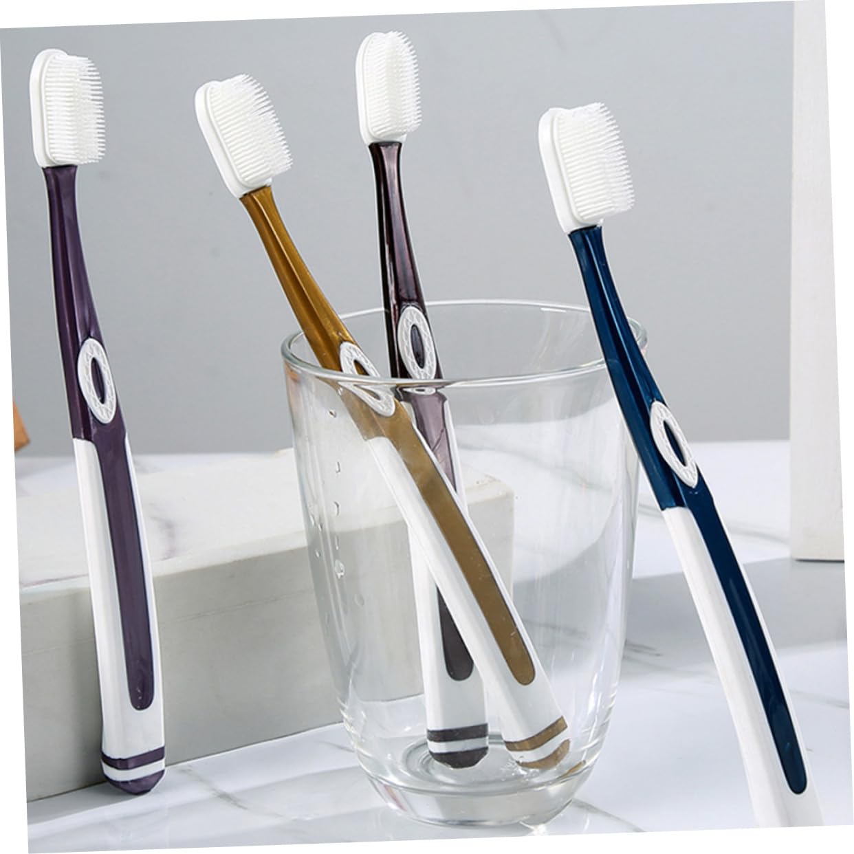 COLLBATH 3sets Spazzolini Per Adulti Testine Morbide Per e Antiscivolo Per Gengive Sensibili