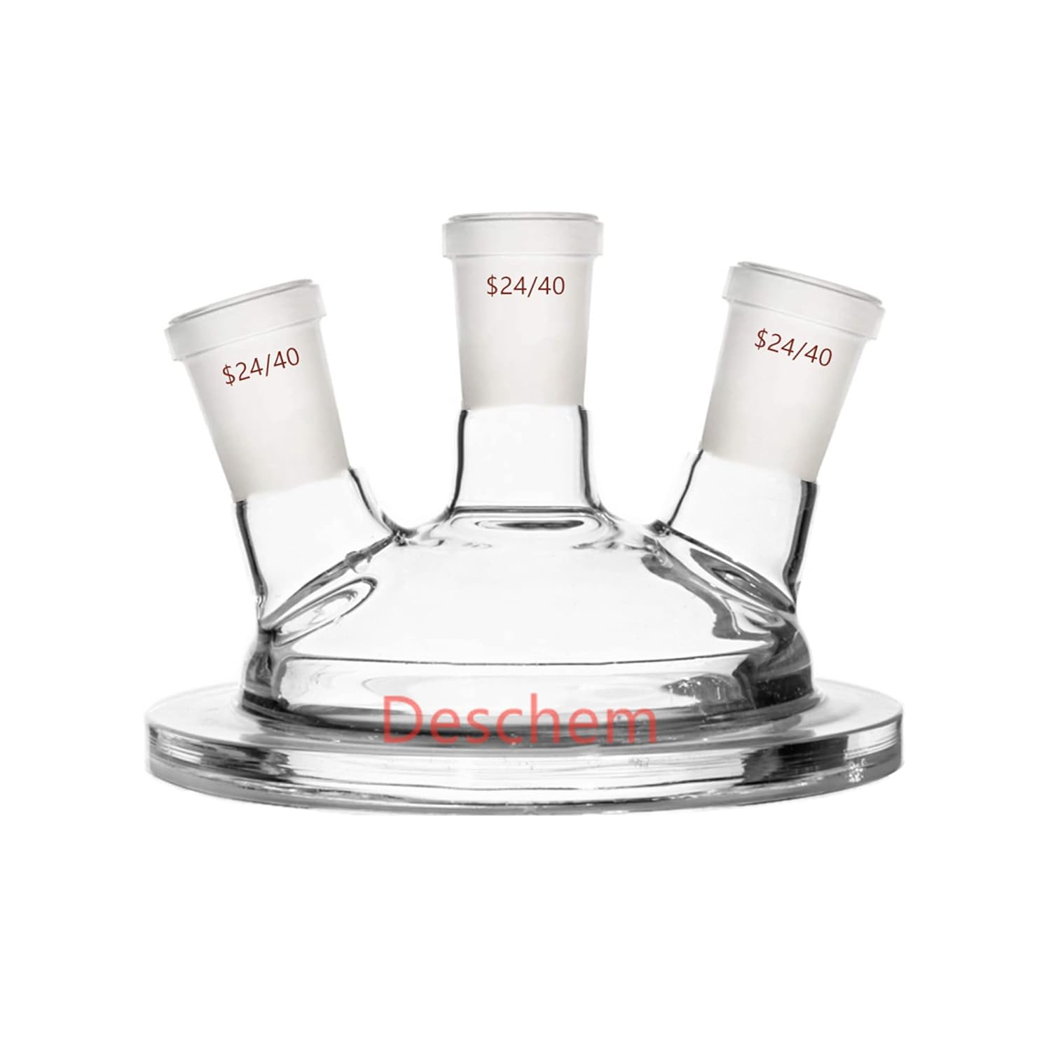 Flat Bottom Glass Reactor Three Necks 24/40 Joint Lab Reaction Vessel With/3-Neck Lid and Steel Clamp