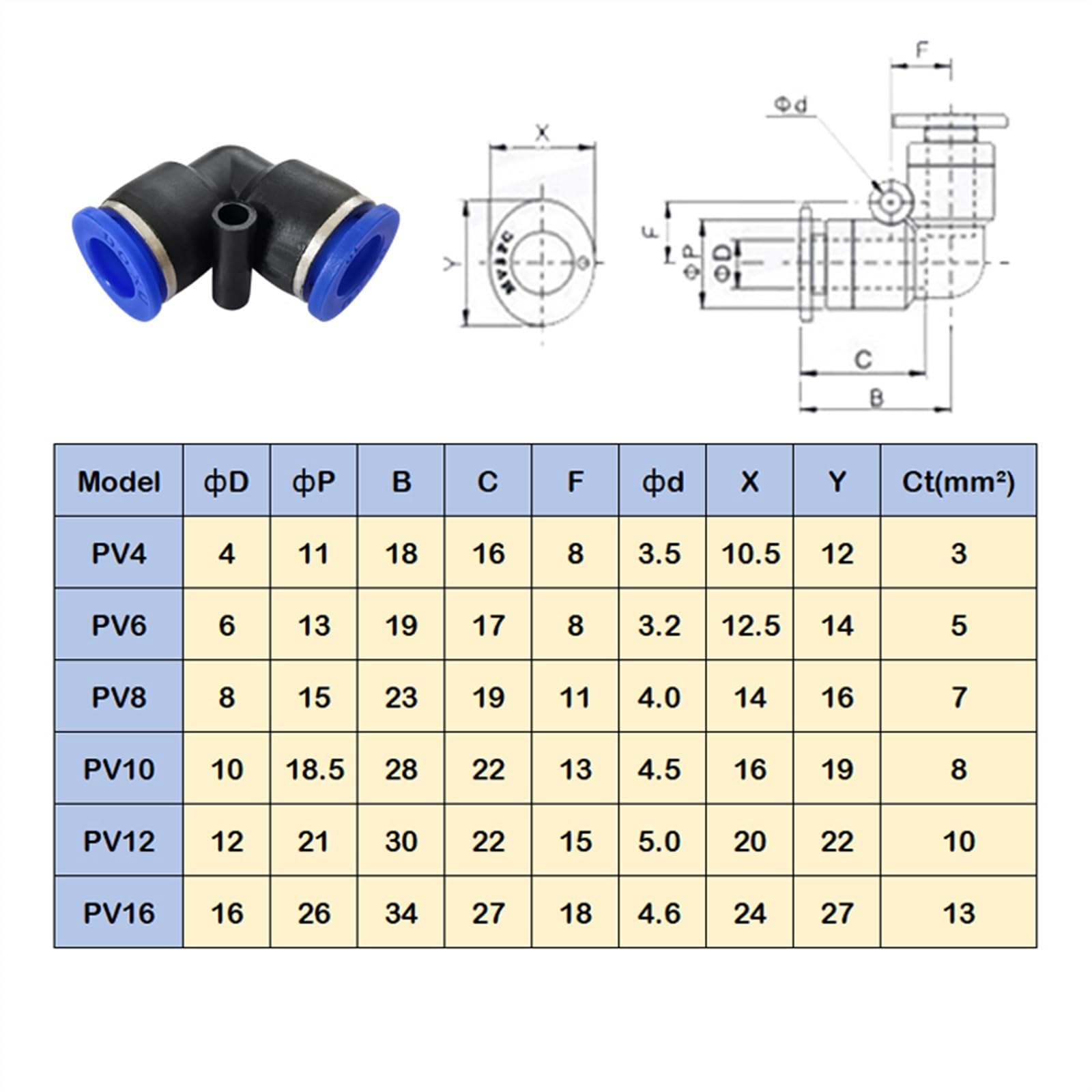 10 sztuk Złączki pneumatyczne PV4 PV6 PV8 PV10 PV12 PV14 PV16 L kolano plastikowy wąż pneumatyczny Złącze węża szybkiego zwalniania(PV12 (10PCS))