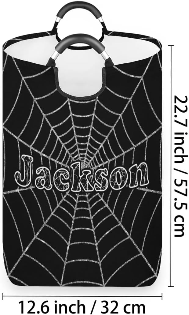 Red Spider Web Personalized Laundry Basket with Handles, Custom Laundry Hamper with Name for Bathroom, Dirty Clothes Storage Basket Gifts for Men Women Boys Girls (Option 7)
