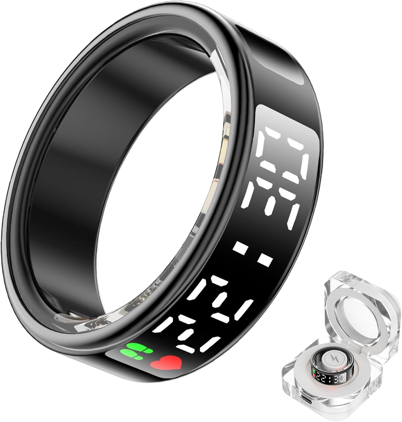Smart Ring with Screen+Touch Sleep&Fitness Tracking Wearable for Women/Men, Accurate Monitoring of Pedometer, Heart Rate, Blood Oxygen, No Subscription Required with Charging Case (Black, #11) Smart Ring with Screen+Touch Sleep&Fitness Tracking Wearable for Women/Men, Accurate Monitoring of Pedometer, Heart Rate, Blood Oxygen, No Subscription Required with Charging Case (Black, #11)