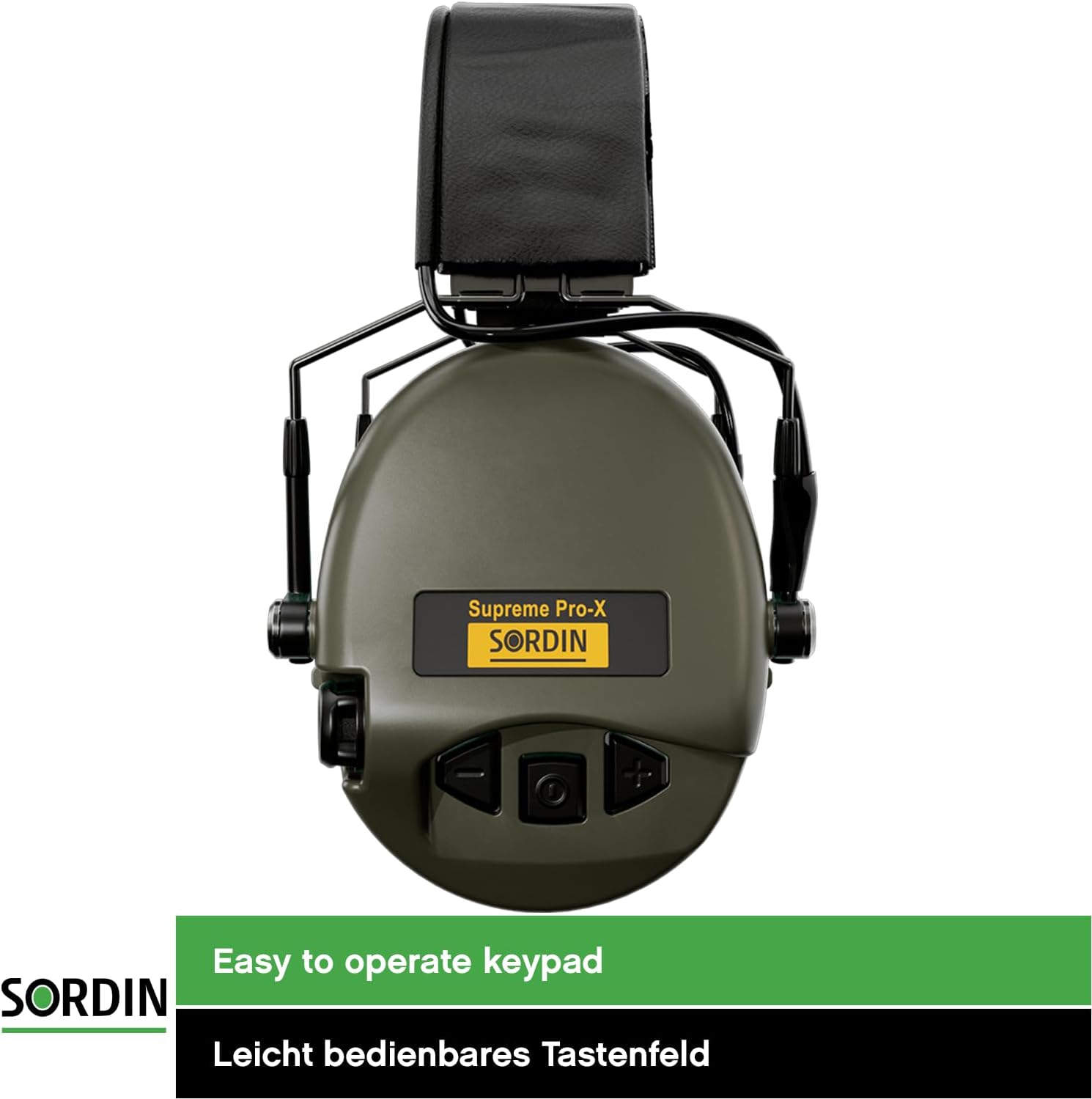 Sordin Pro-X Slim SFA Ear Muffs - 74502-04-S - Active Ear Defenders w/ 31 dB SNR Attenuation Ring - Foam Pads - Olive