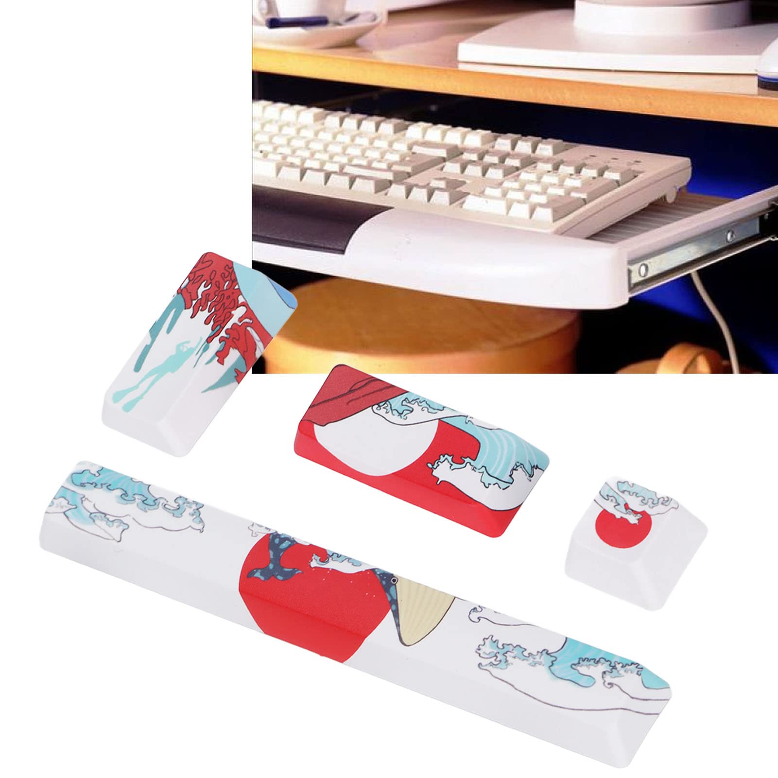 Zestaw DIY Keycaps Kit, 4-częściowe Niestandardowe Klawisze Komputerowe, Klawisze PTB, Klawisze do Gier, Spacja, ESC, Enter i Klawisze Enter dla Uniwersalnej Klawiatury Mechanicznej