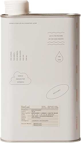 DedCool Liquid Laundry Dedtergent (Leche, 32 fl oz) Lujosa fragancia, perfumada, elimina manchas, ideal para 60 lavados, infundido con aceites