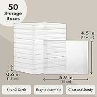 Vista 3 de Juvale Cajas para tarjetas, 4.5 x 5.9 pulgadas, transparentes, paquete de 50, almacenamiento A2 con bisagras, embalaje de tarjetas y organizador