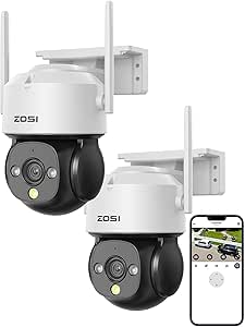 ZOSI 2Pack C290 Plug-in 4MP 2.5K QHD Pan/Tilt Wired WiFi Security IP Camera Outdoor Indoor, Auto Tracking PT Wireless Camera, AI Human Vehicle Detection, Color Night Vision, Siren Alarm, 2-Way Audio asin的图片