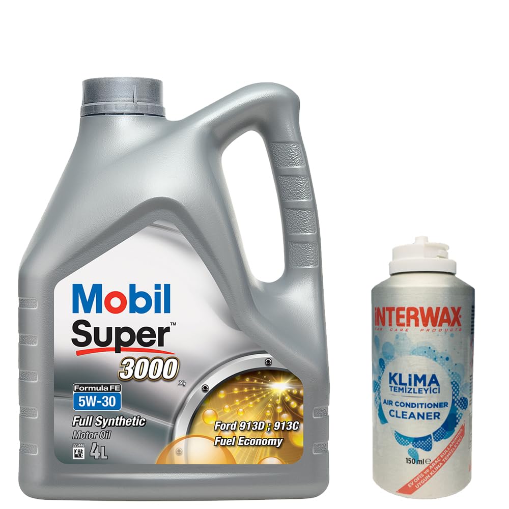 Mobil Super 3000 X1 Formula FE 5W30 Motor Yağı 4 L + 03047 İnterwax Klima Temizleyici