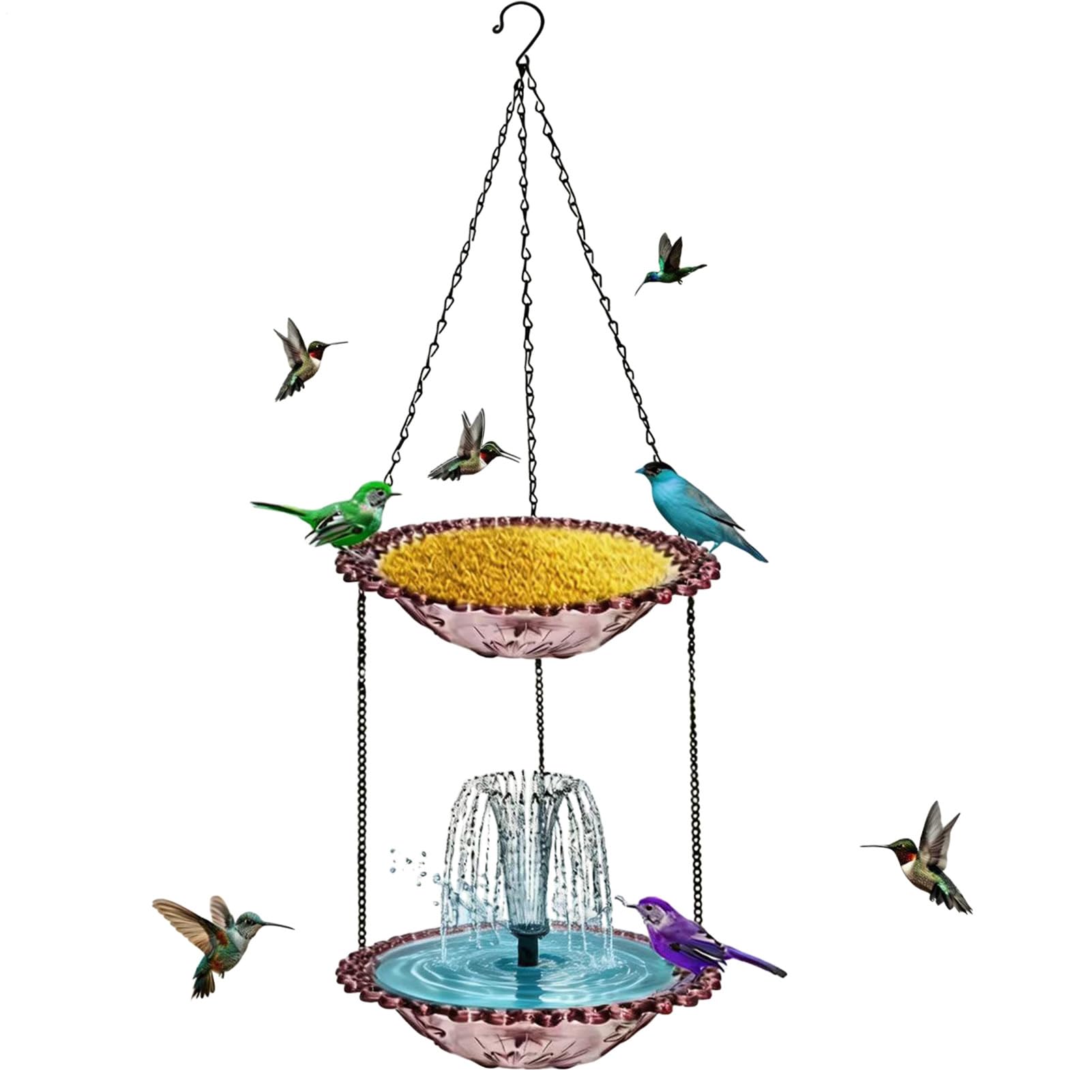 Fuente Solar para Pájaros con Bebedero Decoración de Cascada de Jardín con | Bebedero para aves solarizado para Jardín Patio Terraza Piscina Exterior Hogar Paisajismo