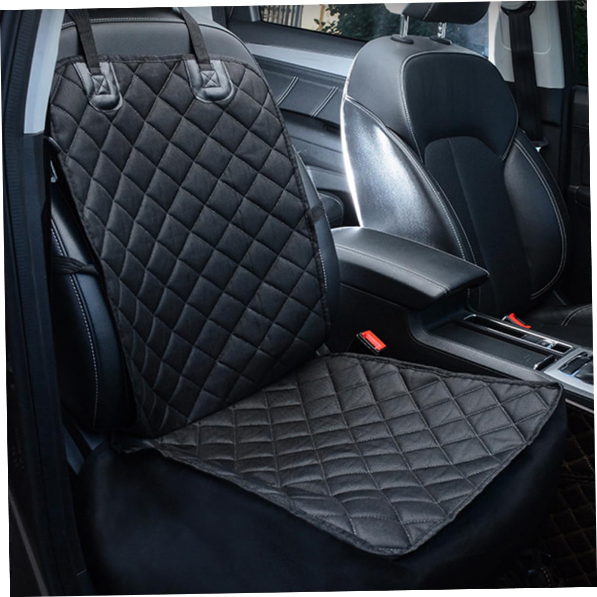 Cojín para Asiento de Coche para Perros Negro 600d Oxford | Funda para Mascotas en Coche, Instalación Sencilla y Formato Portátil, Protección Trasera