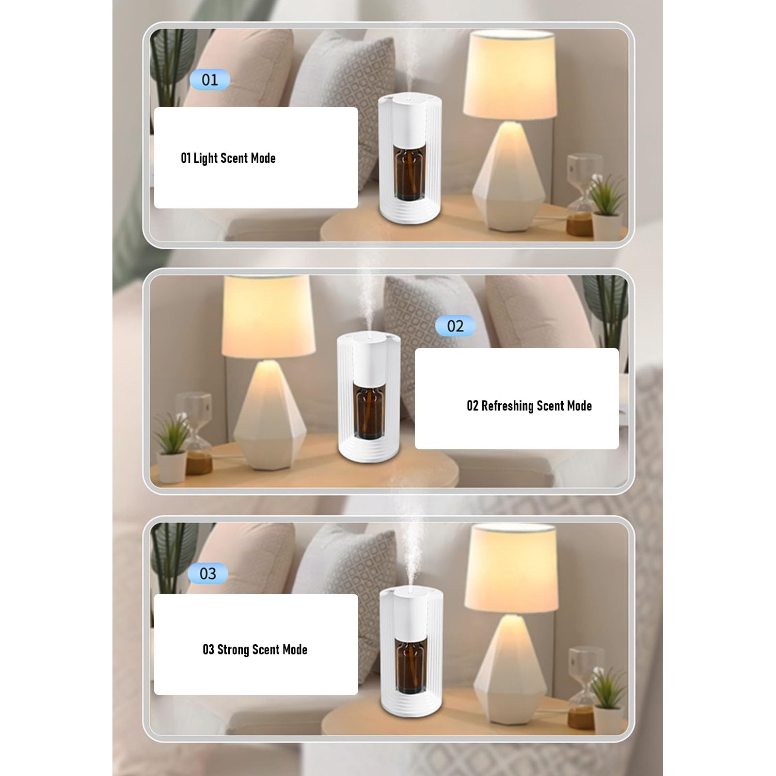 Difusor de Aceites Esenciales Portátil, Difusor de Aromaterapia sin Agua, con Temporizador de 3 Modos de Niebla con 3 Modos de Niebla, Ideal para el Hogar, la Oficina y los Viajes (White)