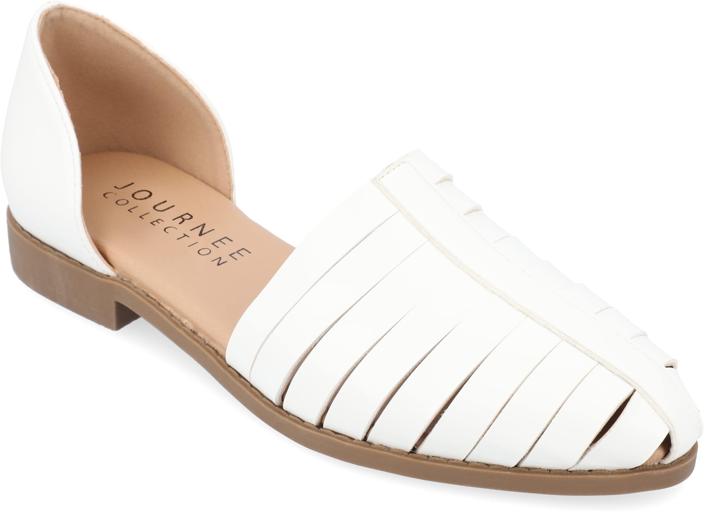 Journee Collection Womens Anyah Ankle Cuff Slip On Almond Toe Flats White 12 Medium Womens US
