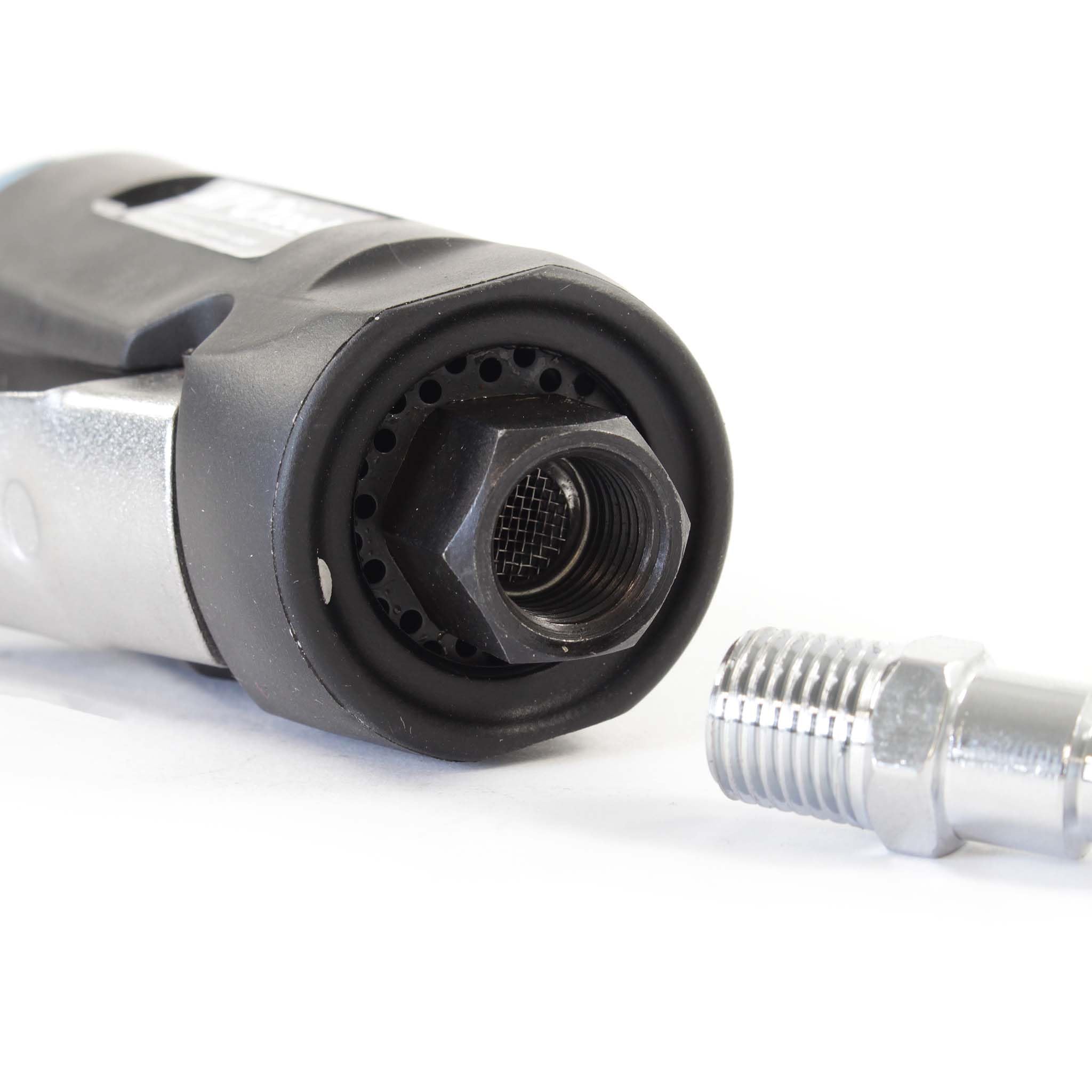 Wiltec Meuleuse droite Coudée 90° Pneumatique - 154 x 78 mm - 20 000 tr/min - Raccord 6,35 mm - Consommation air 99 l/min - Ponceuse Rectifieuse Affûteuse Air comprimé Multifonctions