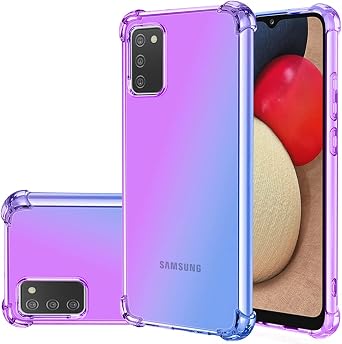 Case for Galaxy A02S USA Version, Samsung A02S Not fit A20S Cute Case girls, Gradient Slim Anti Scratch Soft TPU Phone Cover Shockproof Protective Case for Samsung Galaxy A02S purple/blue