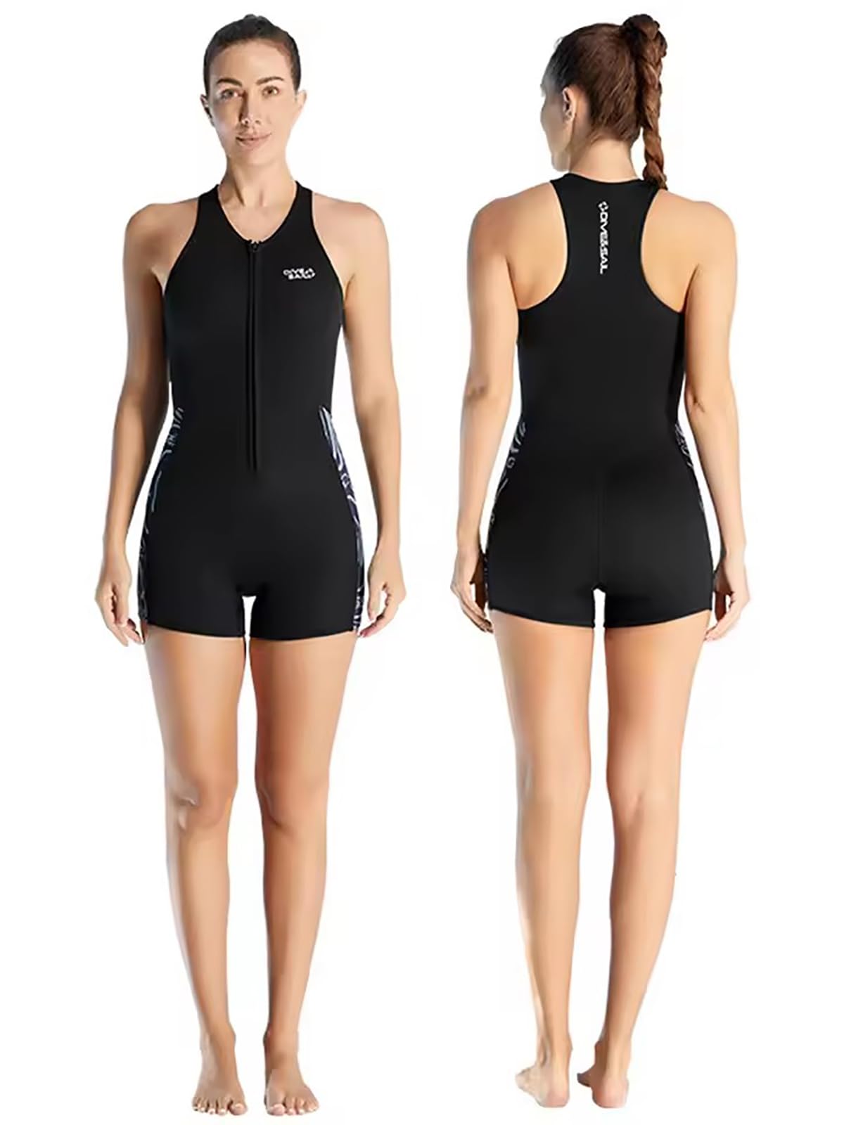 WYYHAA 2MM Neoprene Wetsuits for Women, One Piece Shorty Sleeveless Diving Suit with Front Zipper for Swimming Diving Snorkeling Water Sport,Black,M