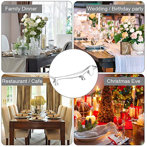 BUZIFU 6 Stück Essstäbchenablage Zinklegierungsstifte Essstäbchen Bank Ablage schöner Hund Shpae Löffel Gabel Halter Dinner Spoon Ständer Stäbchenbänke Messerbänkchen, Besteckablagen (Silber)