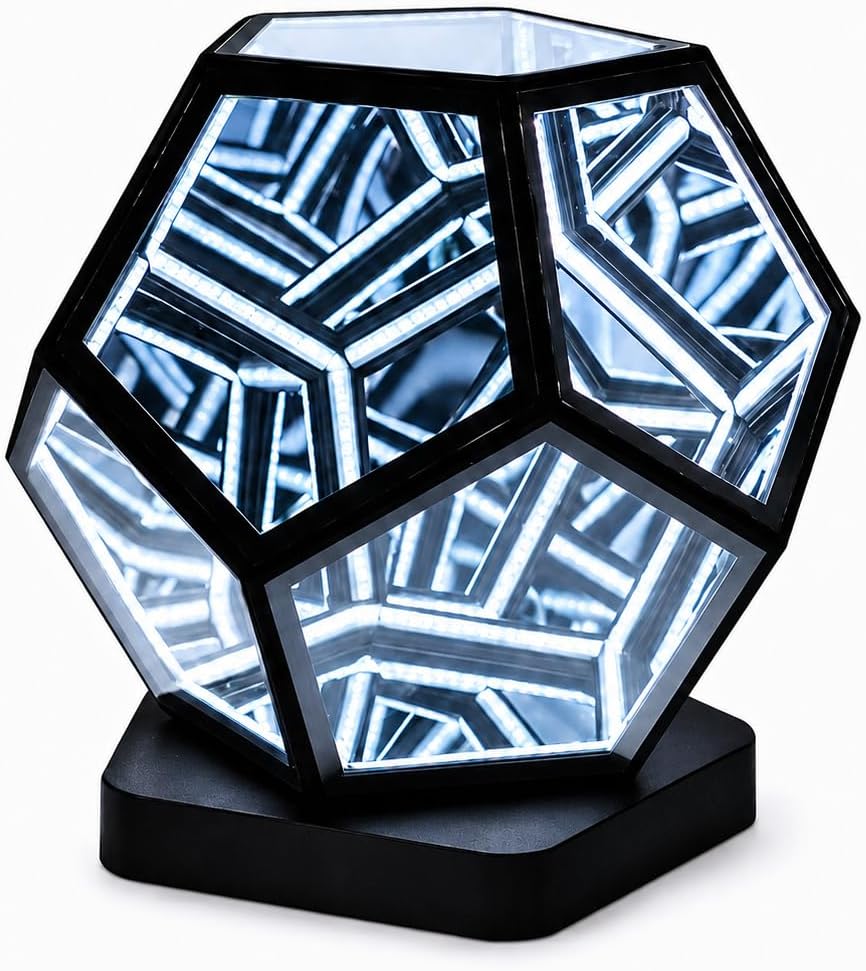 Infinity Mirror LED Lamp – RGB Geometric Desk Light with Touch Control, Adjustable Brightness for Gaming Room, Bedroom & Desk Decor