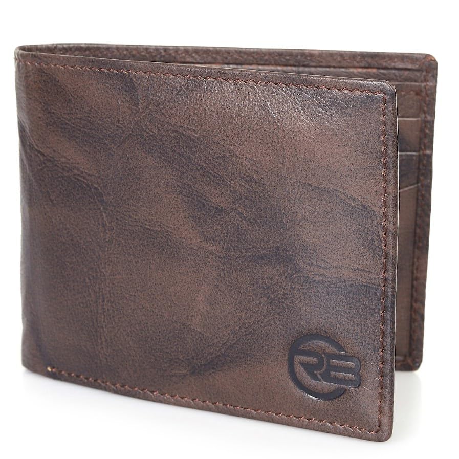 ROSS BROWN Top Grain Leather Wallet for Men | RFID Blocking | Bifold, Extra Capacity with 1 ID Windows | Ultra Strong Stitching3
