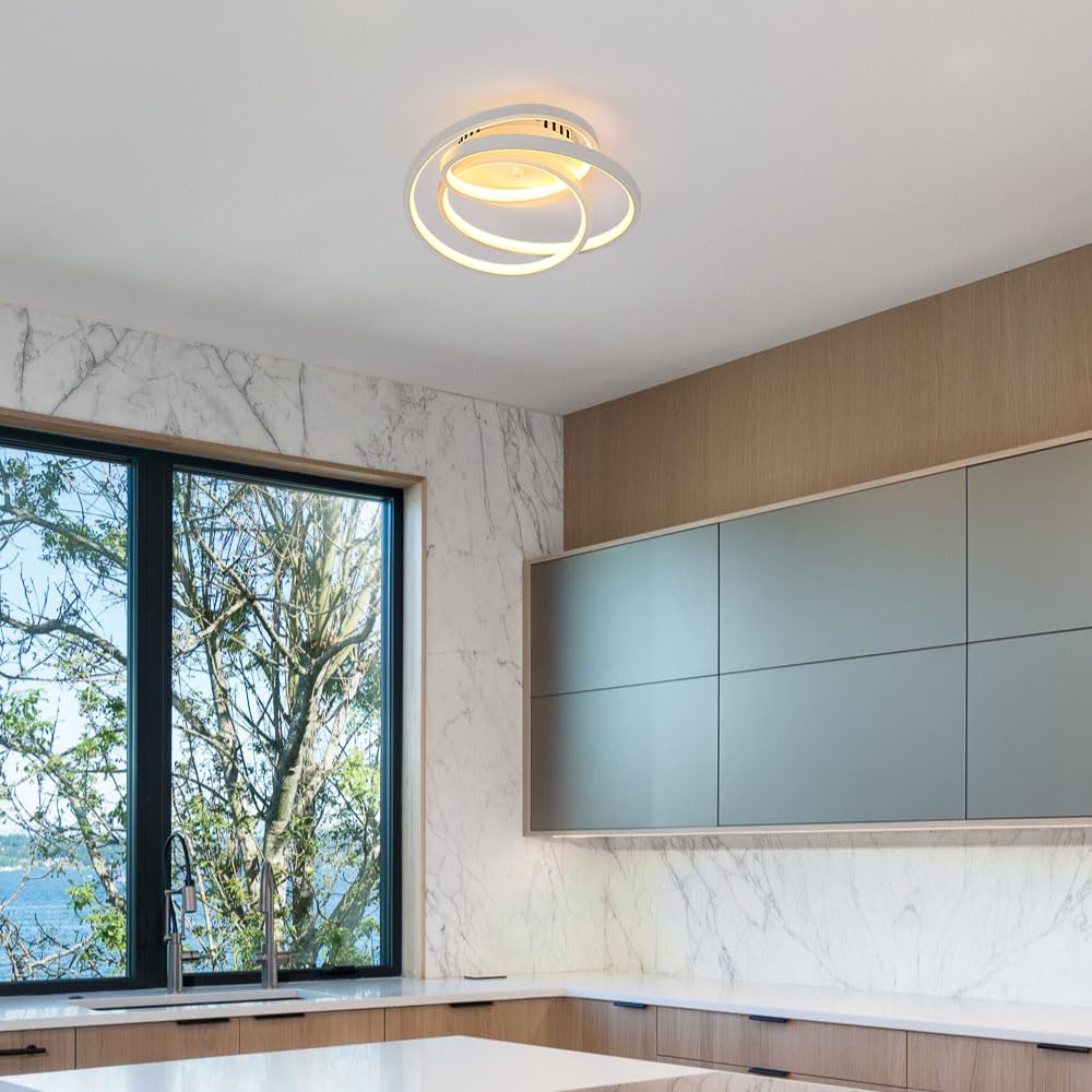 Goeco Plafoniera LED Soffitto Moderna 40W 3000K 30CM Rotondo, Bianco | 4500LM Lampada da Soffitto LED Luce Bianco Caldo Plafoniere per Camera da Letto, Sala, Corridoio