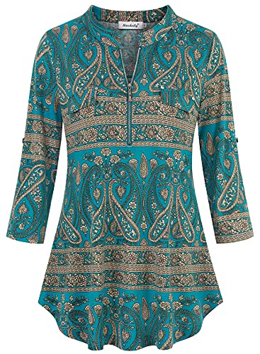Ninedaily Womens Blouses And Tops Dressy, Fall Clothes Flowy Tops Elegant For Long Maxi Dress Office Work Tops Polyester Spandex Maternity Nursing Shirts Bohemian Chiffon Blouse Aqua Beige Size S #TOP1