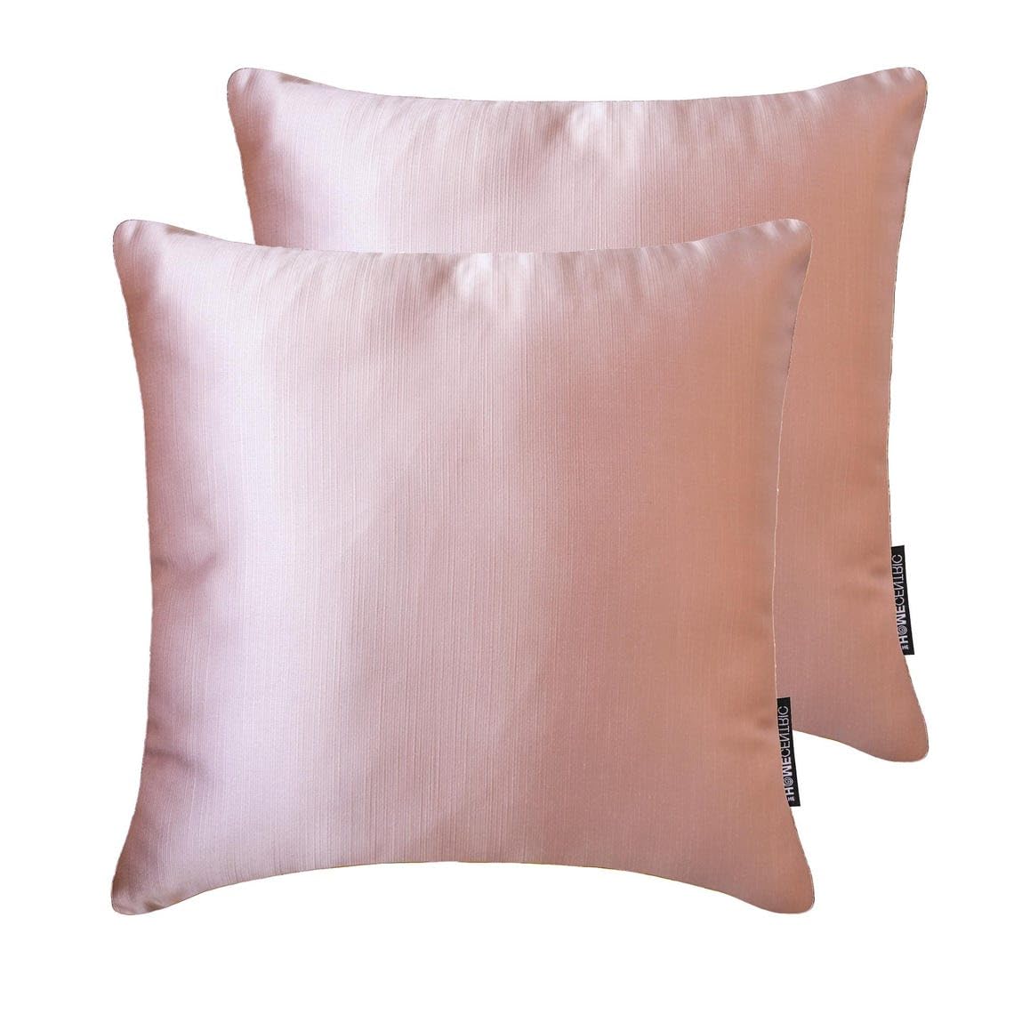 The HomeCentric Decorative Throw Cushion Cover Light Pink Pack of 2, 65x65 cm Satin Solid, Satin Cushion Cover For Sofa, Hotels, living, Bed Room, Solid Modern Style - Light Pink Slub Satin โ image 1
