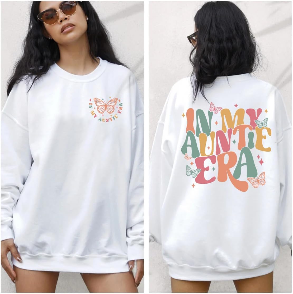 in My Auntie Era Sweatshirt 2 Sided, Cool Aunt Sweatshirt, Groovy Retro Auntie Sweatshirt, Gift for Auntie