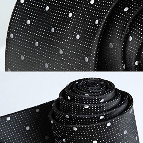 Image of HISDERN Polka Dot Ties for Men Classic Silk Ties and Pocket Square Formal Business Necktie Handkerchief Wedding Party