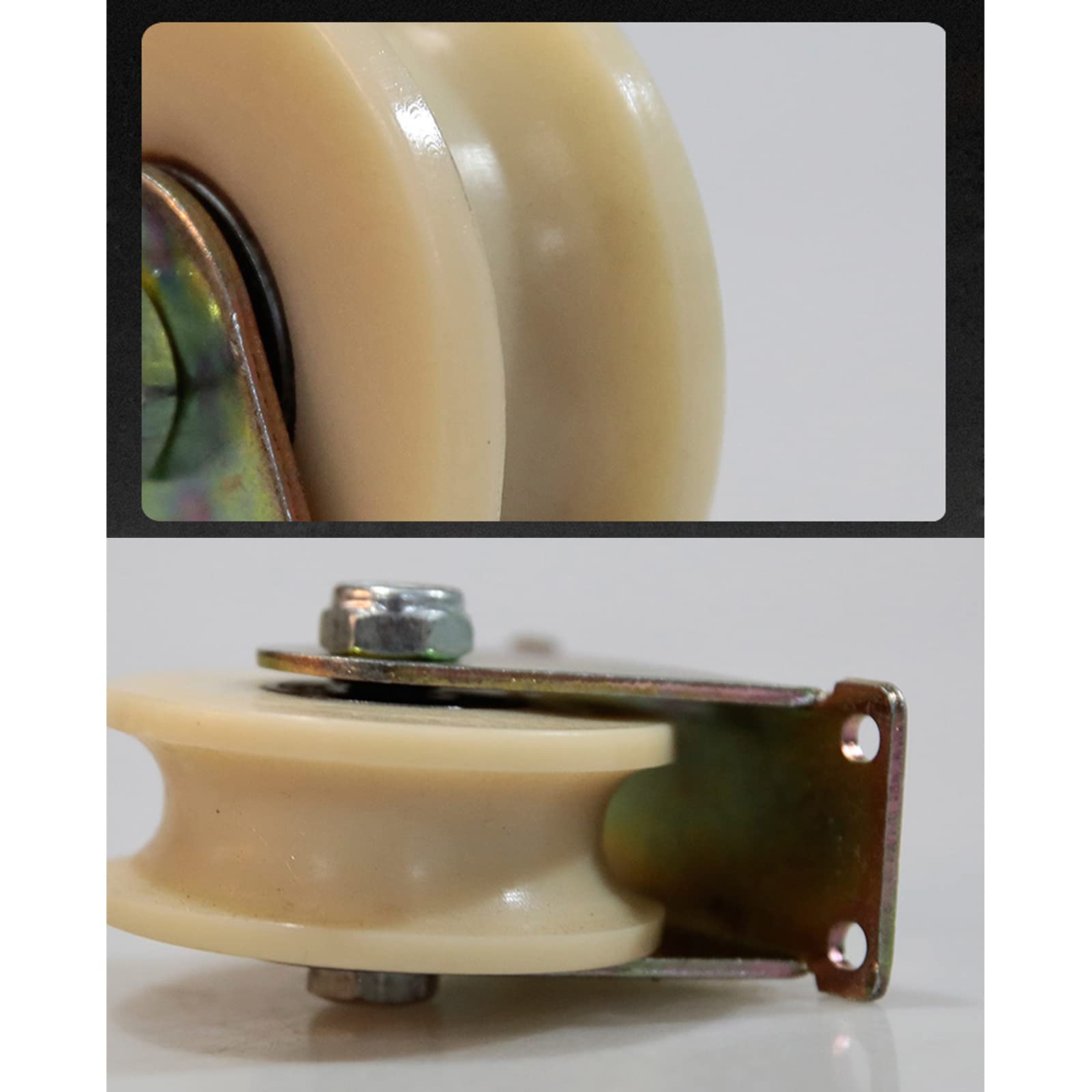 Set di 4 Ruote a U Resistenti in Nylon per Porte scorrevoli, carrelli industriali, binari in Fune Metallica, 100 mm (4 Pollici), Accessori per cancelli scorrevoli
