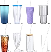 Vista 4 de Paquete de 24 popotes de plástico reutilizables altamente transparentes con 4 cepillos de limpieza, popotes de 10.5 pulgadas de largo, popote