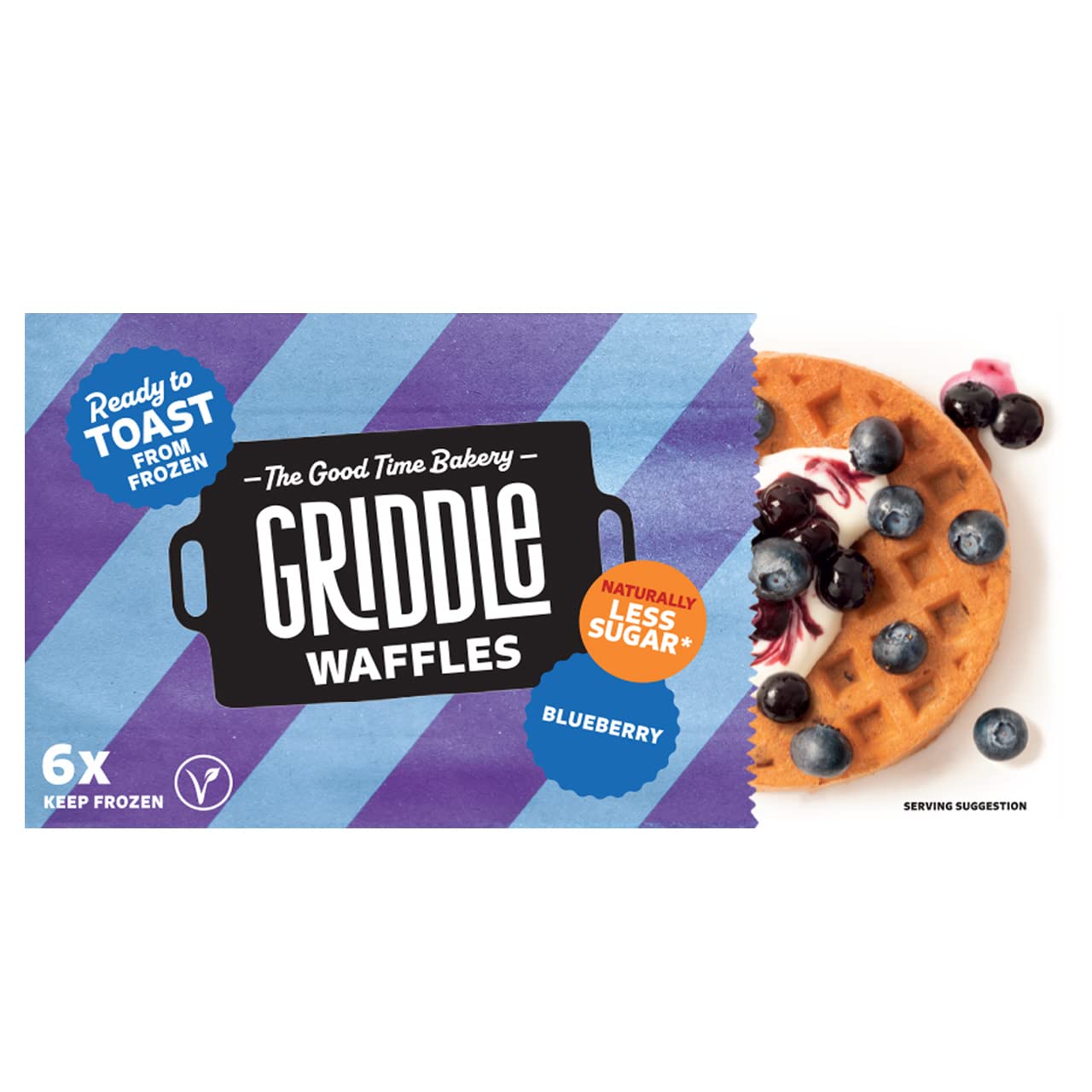 Griddle Bluberry Wholegrain Waffles, 6 x 32g (Frozen)